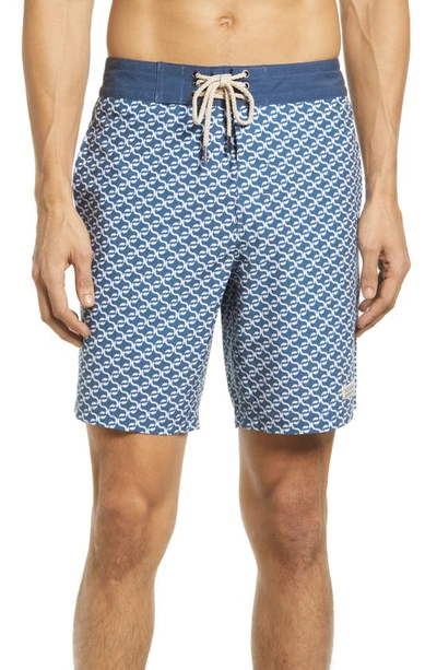 Fair Harbor The Nautilus Floral Print Board Shorts In Navy Geo