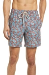 Fair Harbor The Bayberry Swim Trunks In Red Paisley