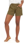 Spanx 6-inch Stretch Twill Shorts In Darkened Olive