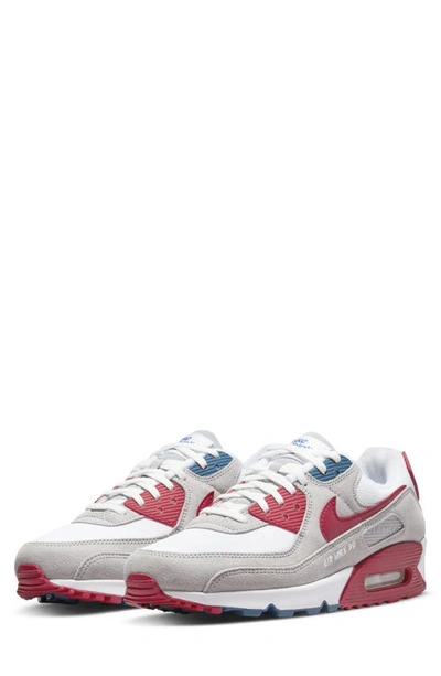 Nike Air Max 90 Sneakers In Light Smoke Gray/gym Red In Grey/ Gym Red/ White/ Marina