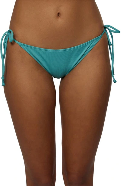 O'neill Saltwater Solids Maracas Side Tie Bikini Bottoms In Peacock Green