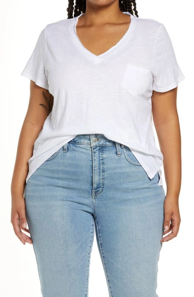 Caslon Short Sleeve V-neck T-shirt In White