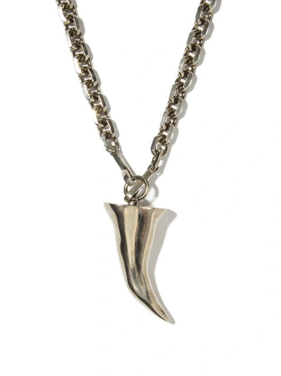 Givenchy Men's Horn Pendant Chain Necklace In Silver