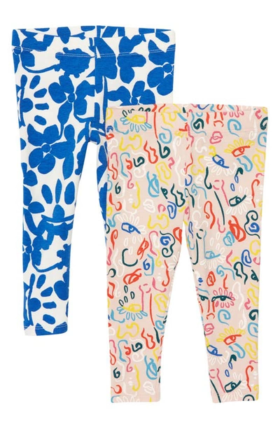 Nordstrom Kids' Cristina Martinez 2-pack Assorted Print Leggings In Pink- Blue Shapes Pack