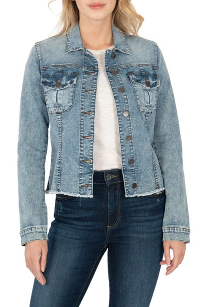 Kut From The Kloth Kara Frayed Denim Jacket In Multi