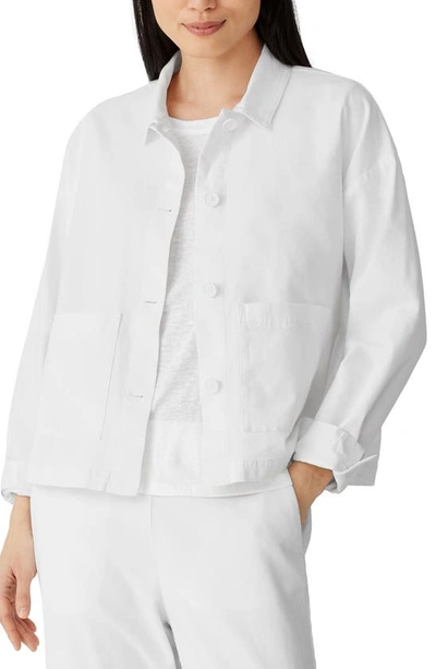 Eileen Fisher Elieen Fisher Classic Collar Organic Cotton & Hemp Jacket In White