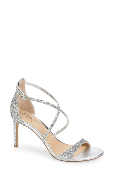 Jewel Badgley Mischka Women's Dimitra Crisscross Strap Stiletto Evening Sandals In Silver Glitter