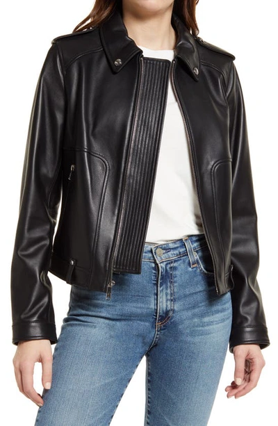 Sam Edelman Racing Vibe Leather Jacket In Black