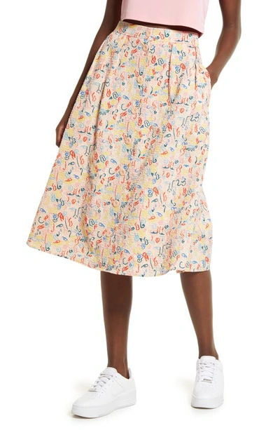 Nordstrom Cristina Martinez Print Skirt In Pink Peach Doodle Line