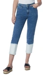 Hint Of Blu High Waist Relaxed Crop Straight Leg Jeans In Dipped Blue Light