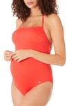Cache Coeur Kyoto One-piece Maternity Swimsuit In Orange