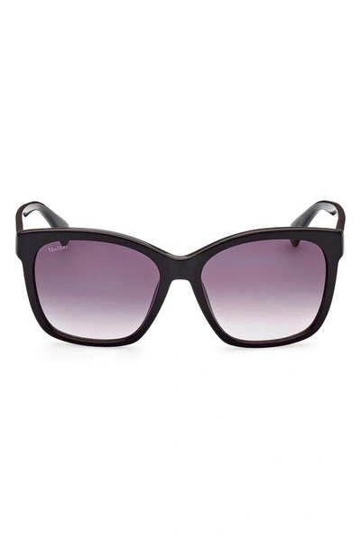 Max Mara 56mm Gradient Square Sunglasses In Shiny Black / Gradient Smoke