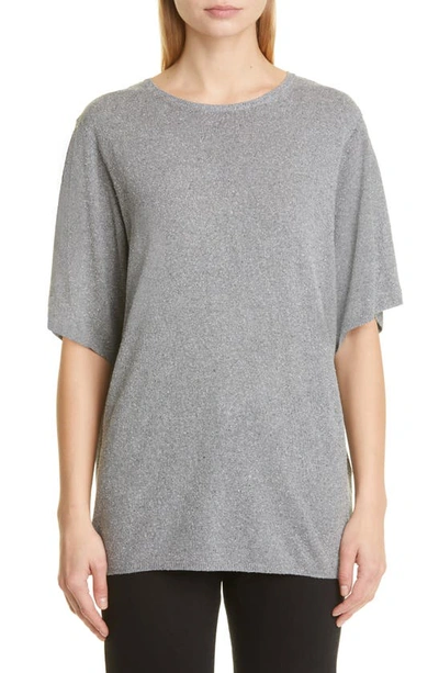 Totême Oversize Silk T-shirt In Steel