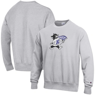 Champion Heathered Gray Kansas State Wildcats Vault Logo Reverse Weave Pullover Sweatshirt