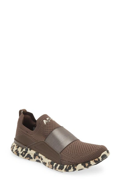 Apl Athletic Propulsion Labs Techloom Bliss Knit Running Shoe In Chocolate / Leopard