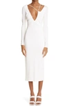 Et Ochs Bella Plunge Neck Long Sleeve Midi Dress In Buttercream