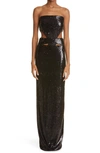 Et Ochs Ava Strapless Sequined Cutout Column Gown In Black