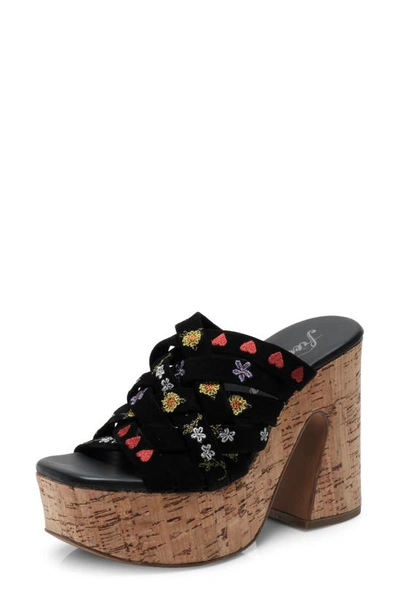Free People Lisbon Platform Sandal In Black Suede