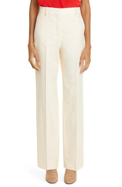 Burberry Lottie Straight Leg Virgin Wool Twill Trousers In Buttermilk Beige