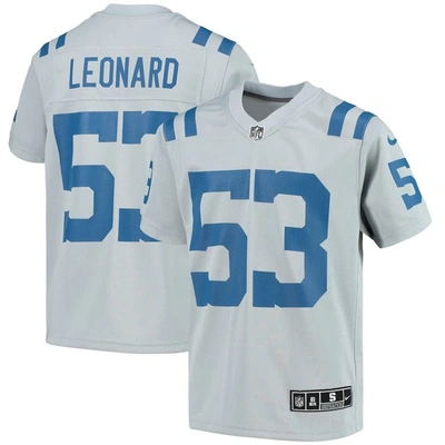 Nike Kids' Youth  Shaquille Leonard Gray Indianapolis Colts Inverted Team Game Jersey