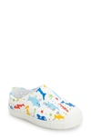 Native Shoes Kids' Jefferson Water Friendly Perforated Slip-on In Shell White/ Safari Friends