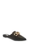 Steve Madden Friends Pointed Toe Mule In Black Leat