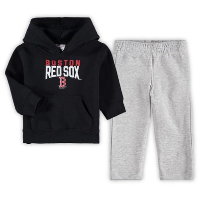 Outerstuff Babies' Infant Boys And Girls Navy, Heather Gray Boston Red Sox Fan Flare Fleece Hoodie And Pants Set In Navy,heathered Gray