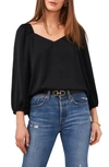 Vince Camuto Sweetheart Neck Three-quarter Sleeve Top In Rich Black
