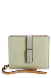Loewe Anagram Tab Leather Wallet In Marble Green/ Ash Grey
