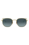 Ray Ban 51mm Aviator Sunglasses In Gold/ Blue Gradient