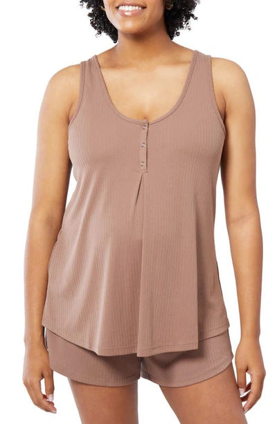 Ingrid And Isabel Let Me Sleep Modal Blend Maternity Camisole In Deep Taupe