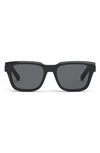 Dior B23 53mm Rectangular Sunglasses In Shiny Black / Smoke