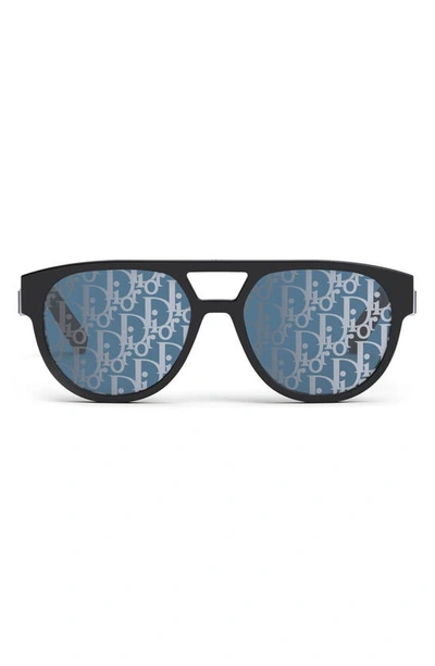 Dior Men's Brow Bar Round Sunglasses, 54mm In Black/blue