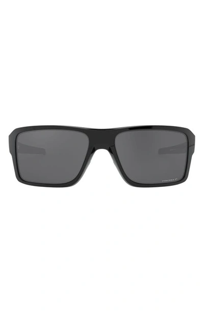 Oakley Double Edge 66mm Prizm™ Polarized Oversize Wrap Sunglasses In Black