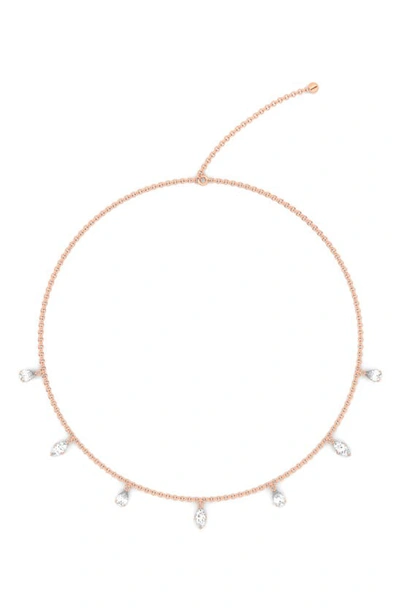 Hautecarat Lab Created Diamond Charm Choker Necklace In 14k Rose Gold
