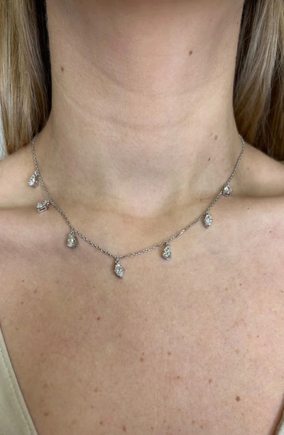 Hautecarat Lab Created Diamond Charm Choker Necklace In 14k White Gold