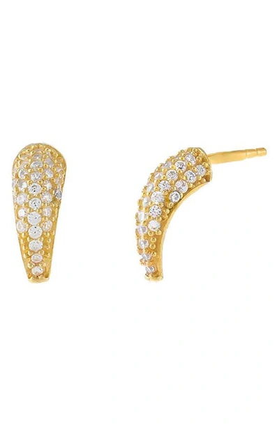 Adinas Jewels Mini Pavé Tusk Stud Earrings In Gold