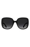 Kate Spade Wenonags 56mm Square Sunglasses In Black/gray