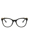 Prada 53mm Butterfly Optical Glasses In Black/ Havana