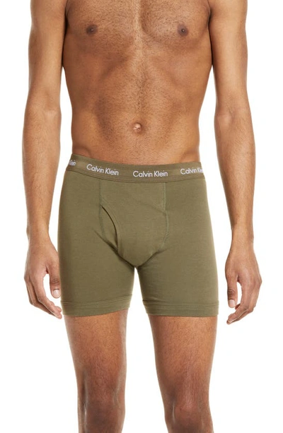 Calvin Klein 3-pack Moisture Wicking Stretch Cotton Boxer Briefs In 1r2 Aspen Berry