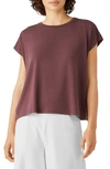 Eileen Fisher Crewneck Boxy Stretch Jersey T-shirt In Fig