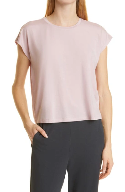 Eileen Fisher Crewneck Boxy Stretch Jersey T-shirt In Light Plum