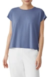 Eileen Fisher Crewneck Boxy Stretch Jersey T-shirt In Periwinkle