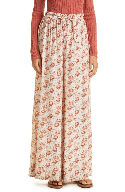 Ulla Johnson Sawyer Wide Floral-print Trousers In Wisteria
