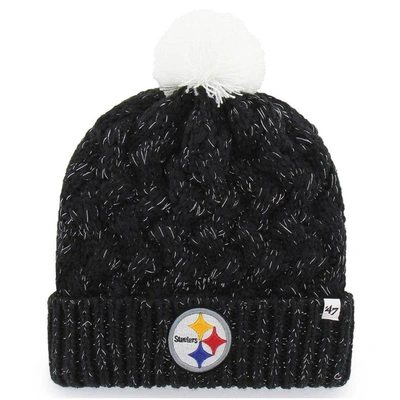 47 ' Black Pittsburgh Steelers Fiona Logo Cuffed Knit Hat With Pom