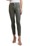 L Agence Margot Coated Crop High Waist Skinny Jeans In Beetle Coated