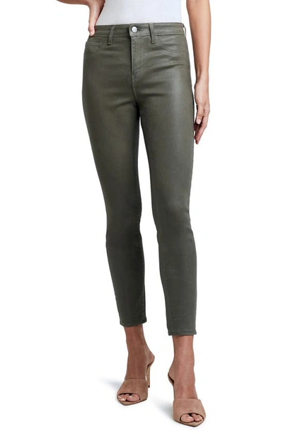 L Agence Margot Coated Crop High Waist Skinny Jeans In Beetle Coated