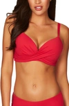 Sea Level Cross Front Molded Underwire Bikini Top In Red