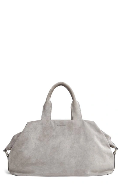 Zegna Suede Backpack In Light Grey