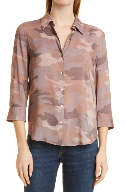 L Agence Camille Camo Blouse In Nude/ Dusty Pink Camo